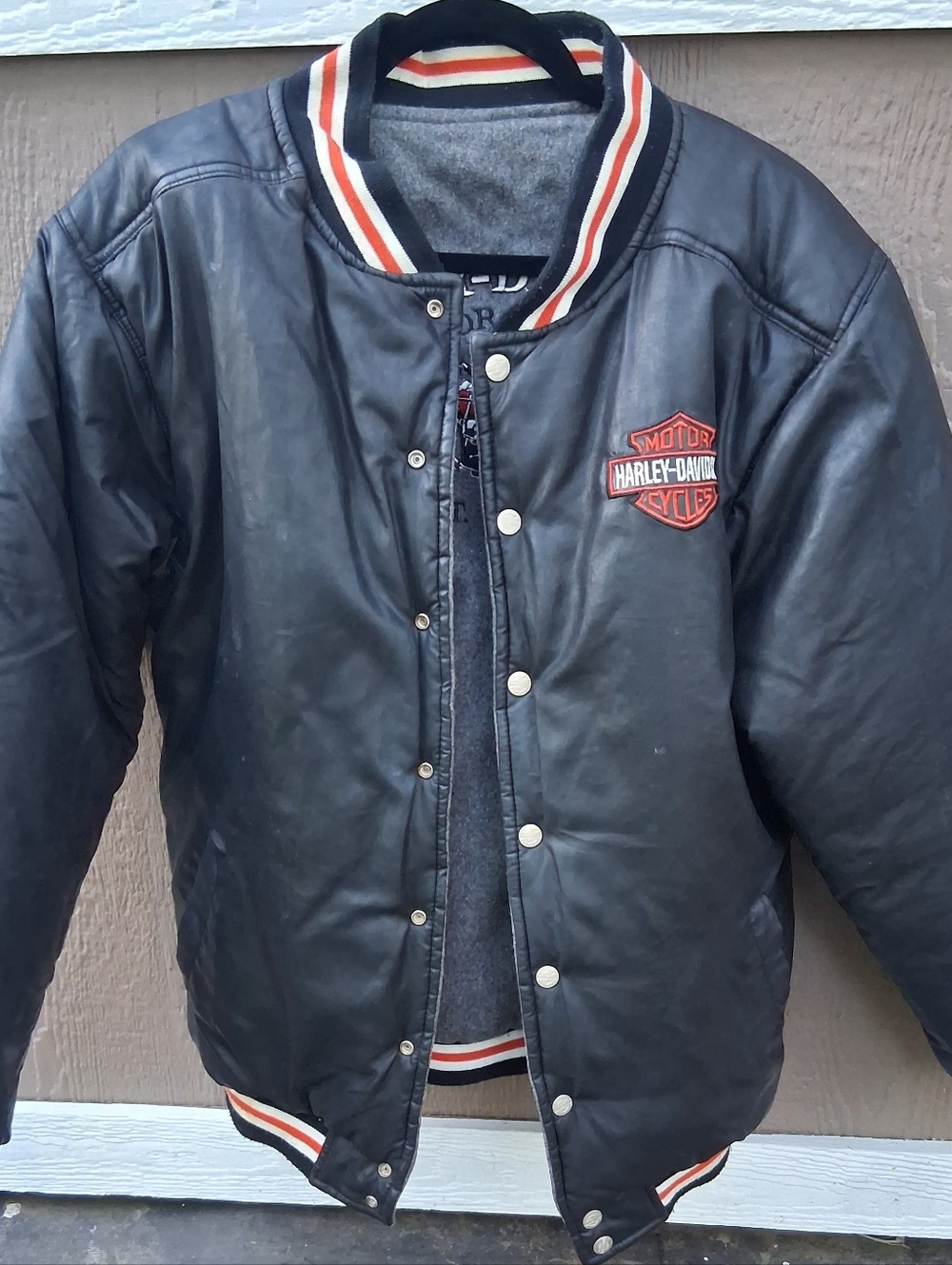 Harley-Davidson Reversible Black and Orange Embroidered Jacket LG